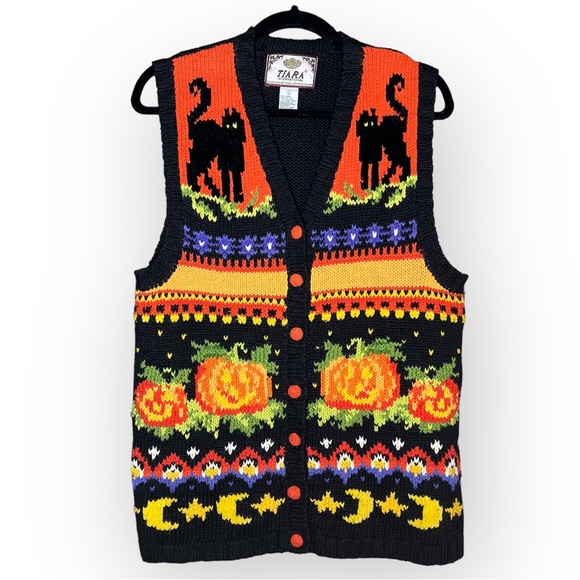 Tiara Jackets & Coats Vintage Tiara Halloween Intarsia Knit Sweater